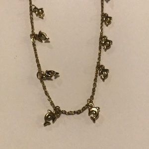 Dolphin gold necklace- costume jewelry
